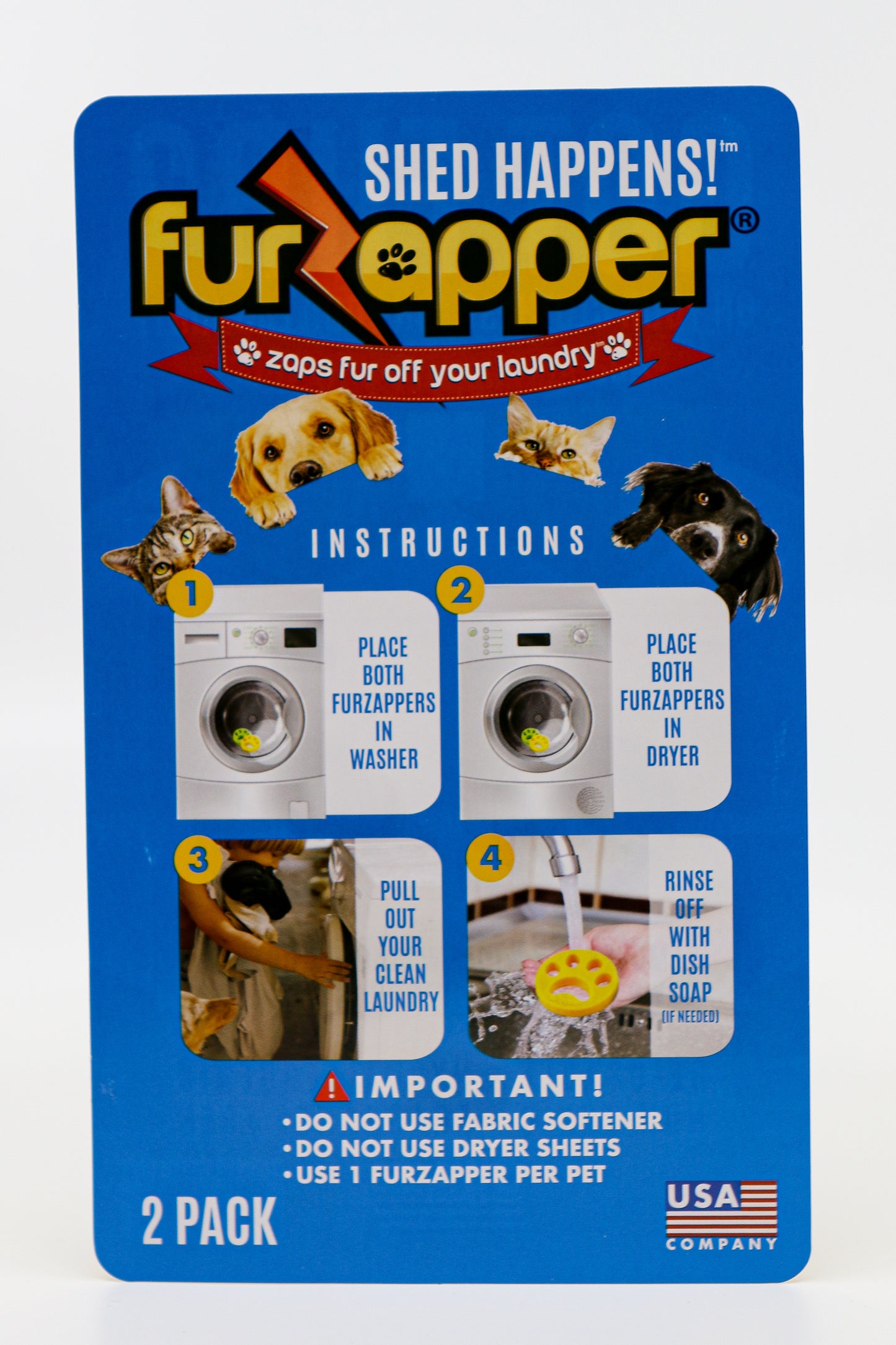 Double Pack FurZapper Pet Hair Remover for your Laundry