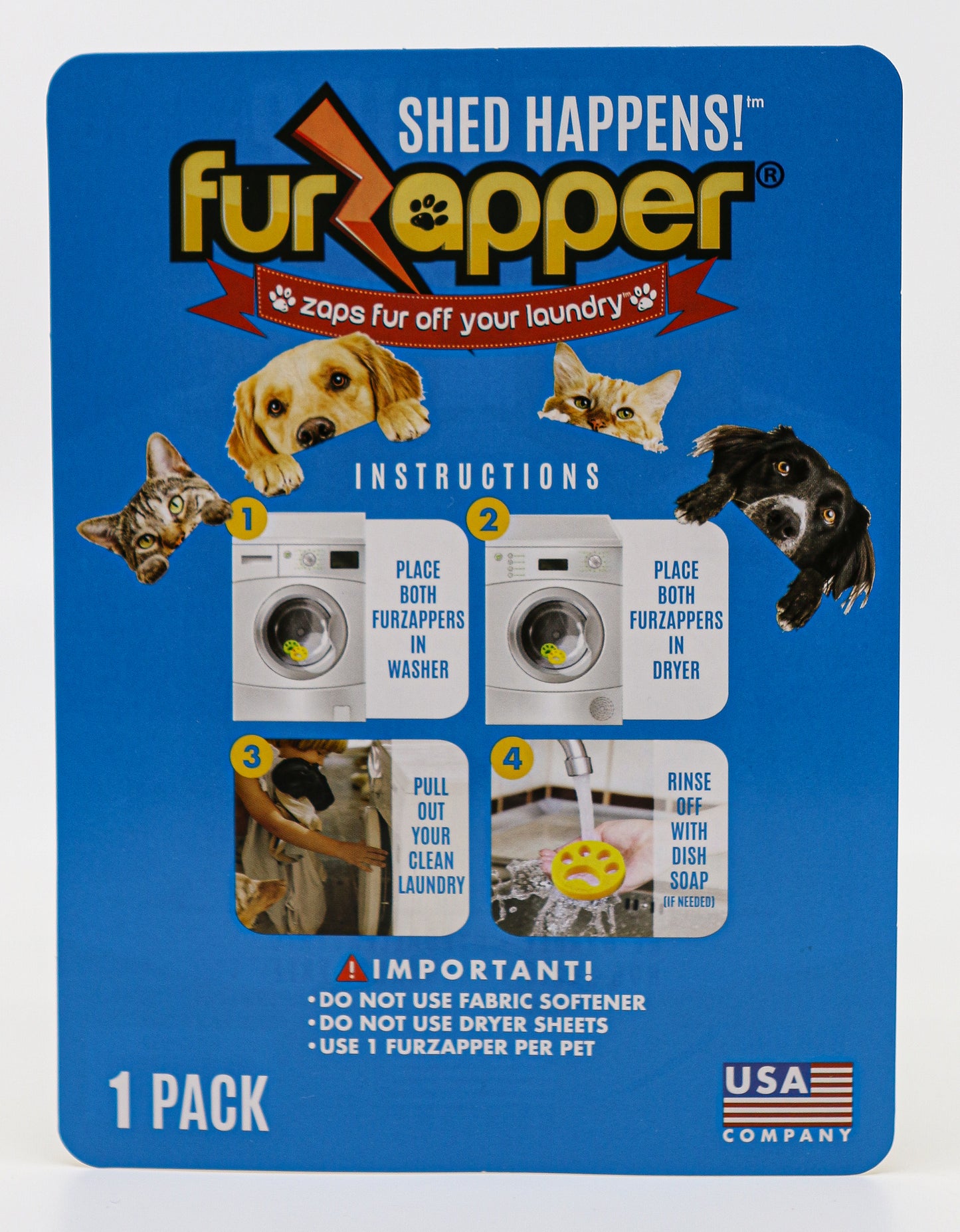 Single Pack FurZapper Pet Hair Remover for your Laundry